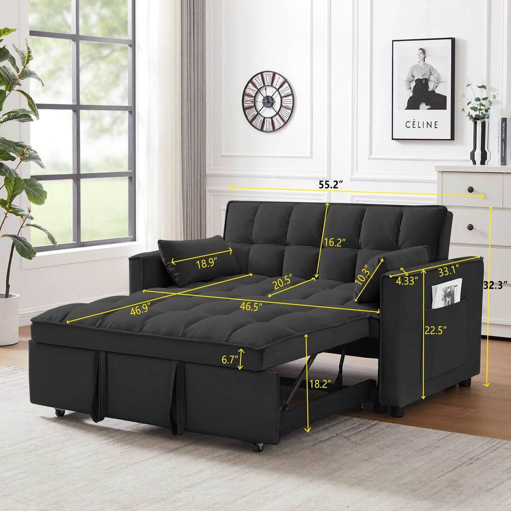 Modern Velvet Convertible Sofa Bed X64961