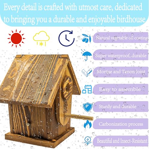 Carbonized Solid Mortise & Tenon Bird House DIY Kit A656