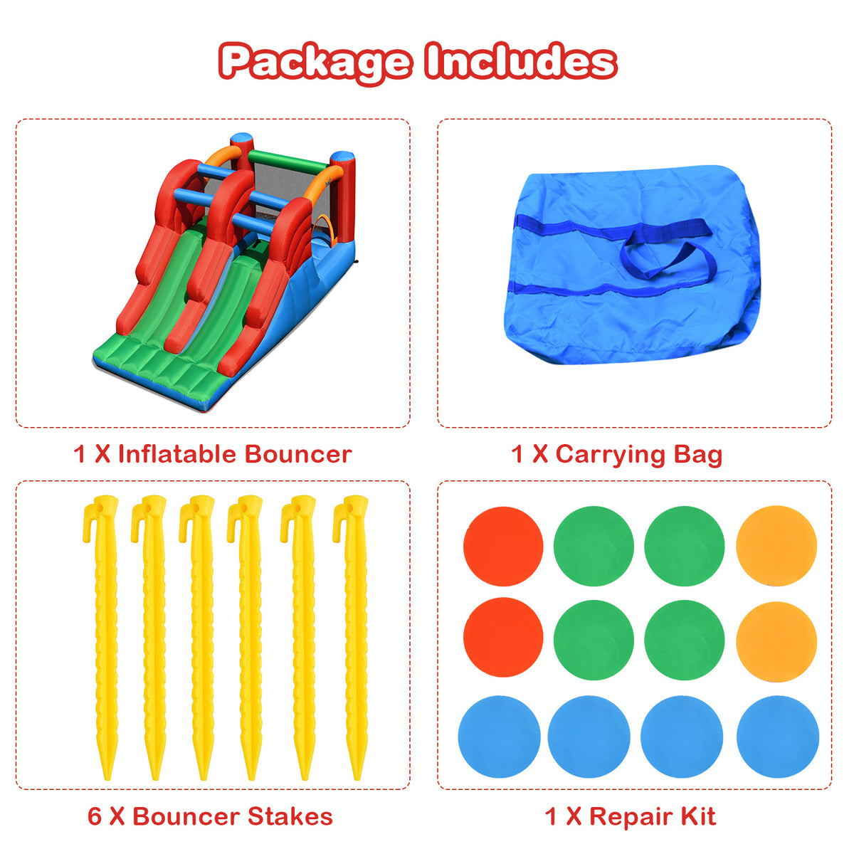 Inflatable Bounce House 3-in-1 Dual Slides Jumping Castle B941