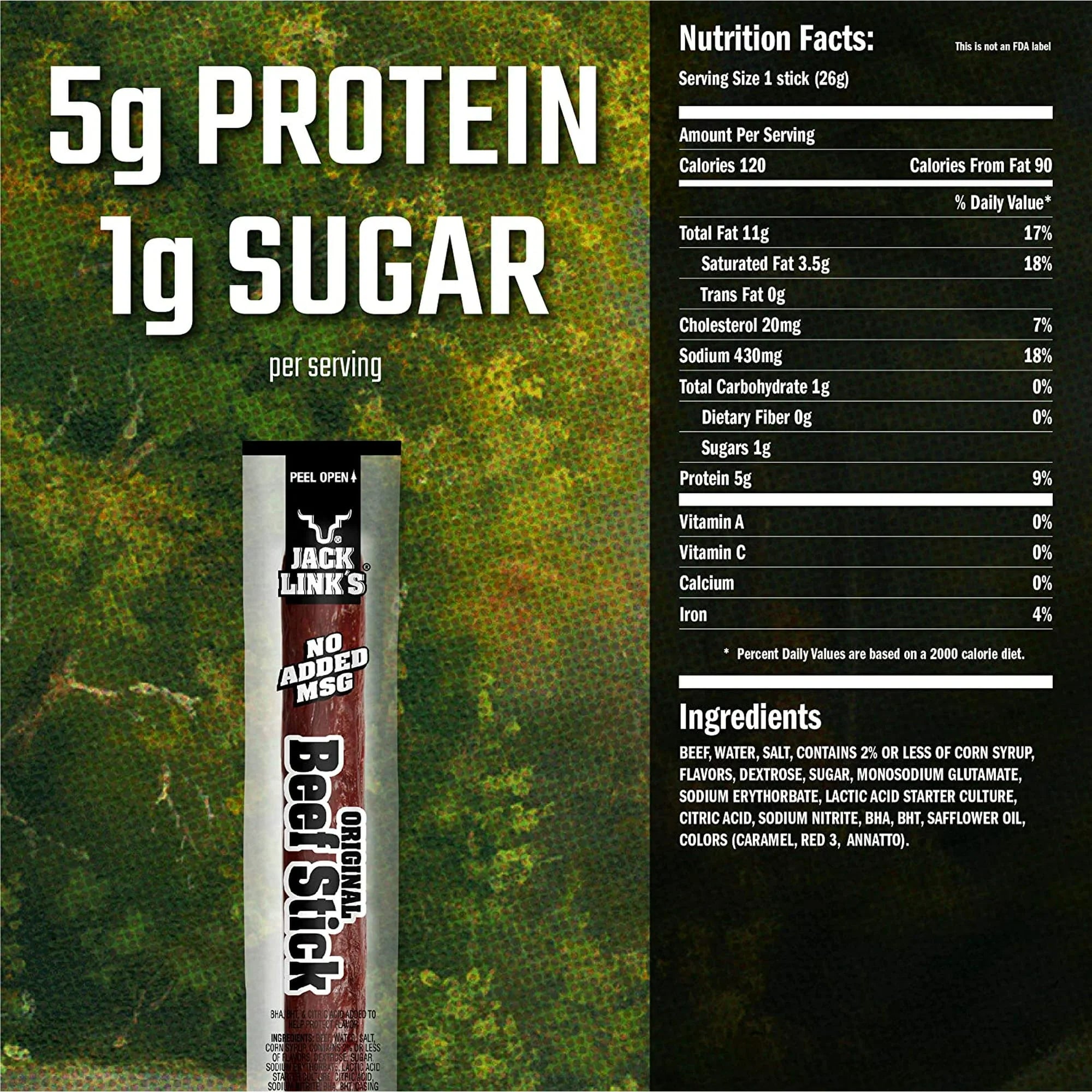 Original Beef Jerky Stick, 0.92 oz, 20-count I231049