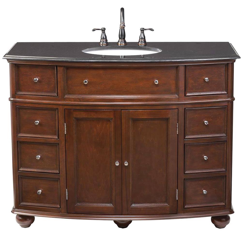 45 in. W x 22 in. D Bath Vanity in Sequoia with Granite Vanity Top in Black N132
