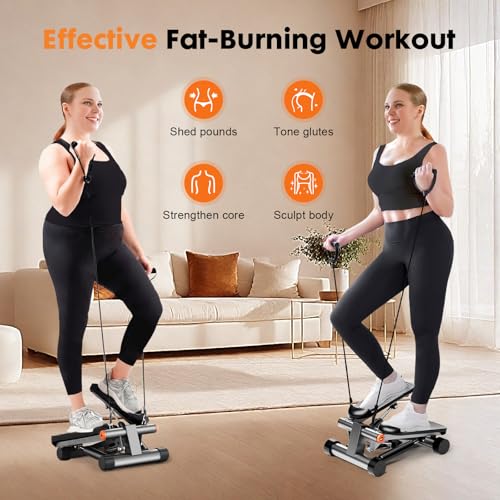 Adjustable Height Stair Stepper with Resistance Bands & LCD Monitor J9959