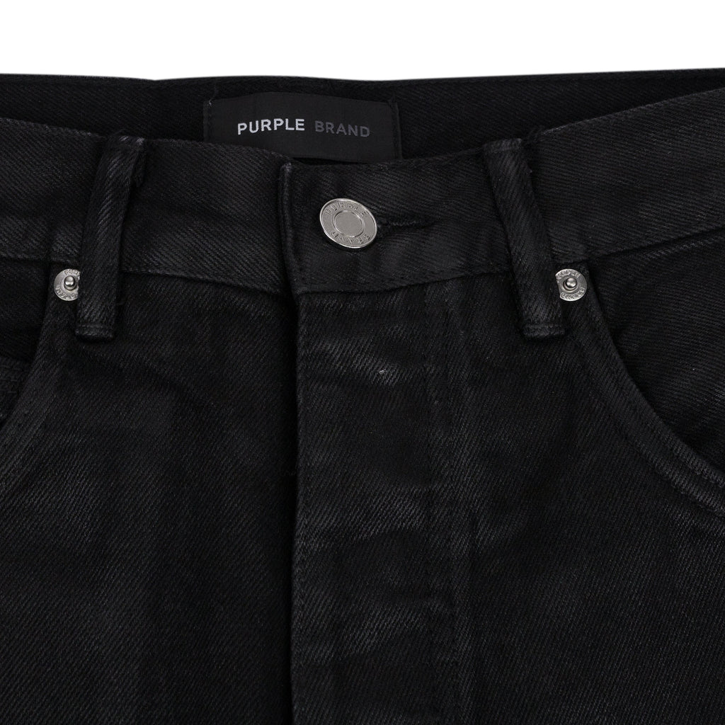 Black Side Zip Coated Clean Wide-Leg Jeans
