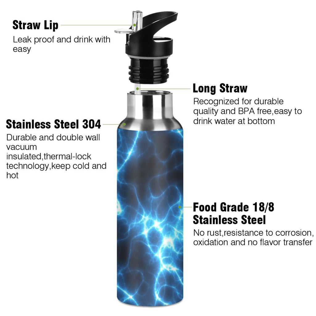 Dark Blue 20 OZ Stainless Steel Vacuum Insulated Water Bottle with Straw Lid G648739
