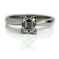 14k White Gold Asscher Cut Diamond Engagement Ring .91ctw H991
