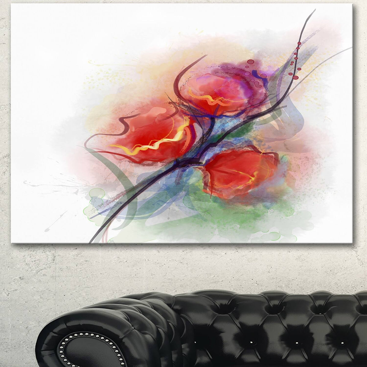 Red 4 Piece Wrapped Canvas Painting Print Set L242891