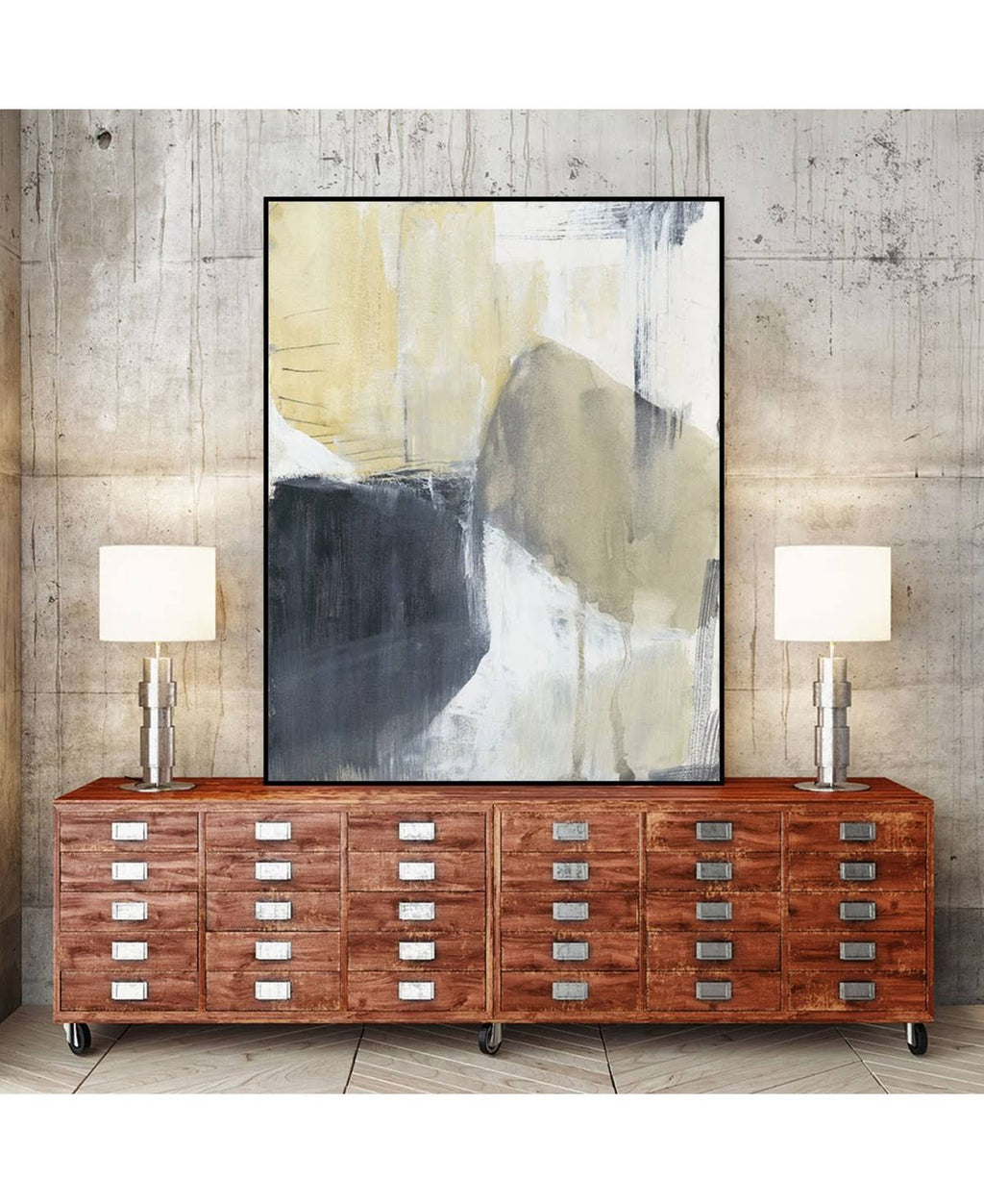 Neutral Divide I Framed Canvas - Brown M314299