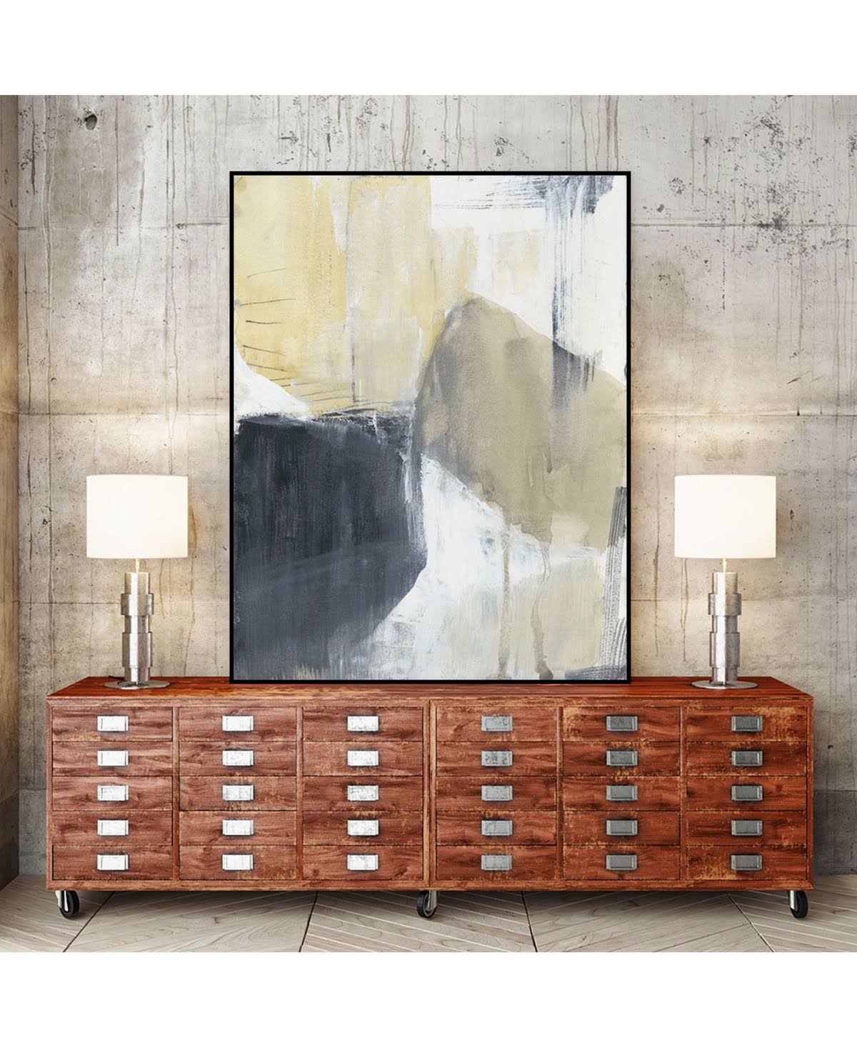 Neutral Divide I Framed Canvas - Brown M314299