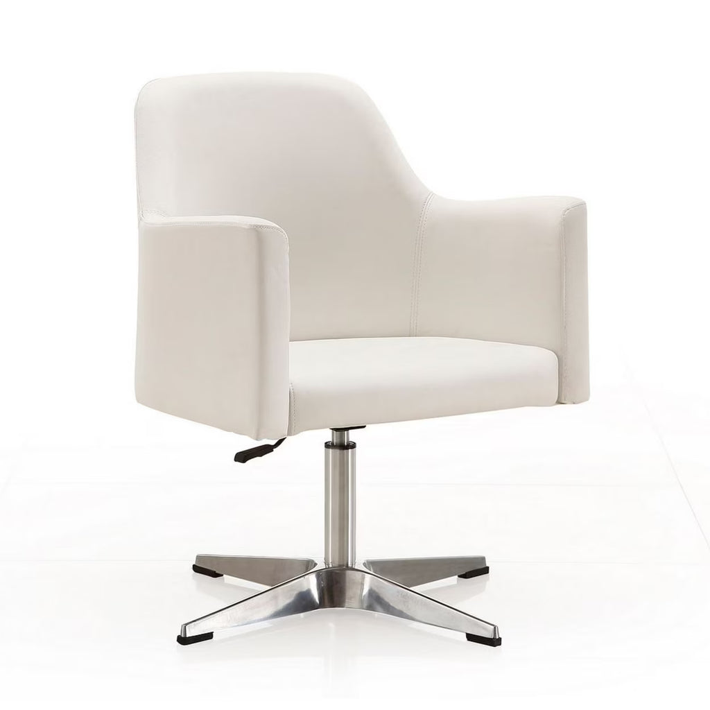 White Faux Leather Adjustable Height Swivel Accent Chair L20717