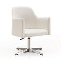 White Faux Leather Adjustable Height Swivel Accent Chair L20717