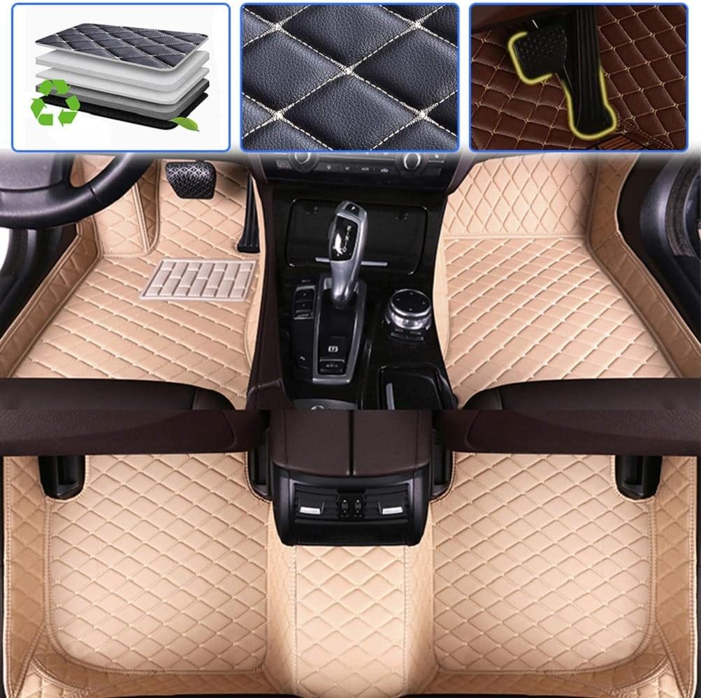 Black Beige Waterproof Anti-Skid Full Coverage Car Floor Mats W530