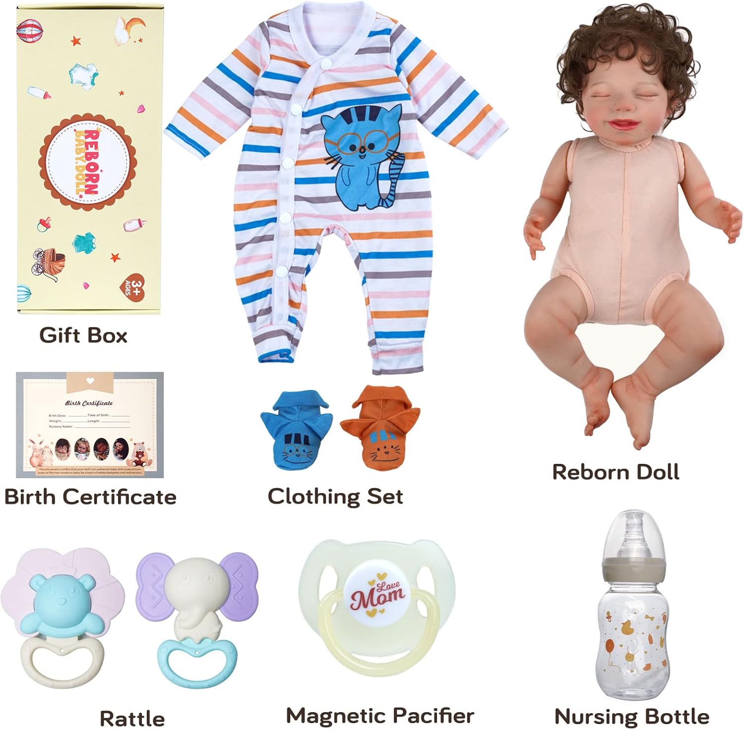 20-Inch Soft Body Reborn Baby Dolls with Toy Accessories W371
