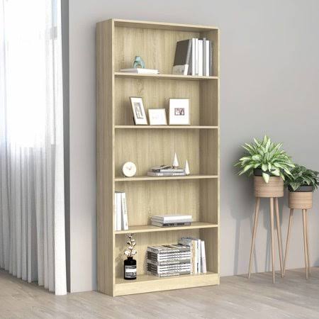 5-Tier Sonoma Oak Chipboard Book Cabinet Z9983