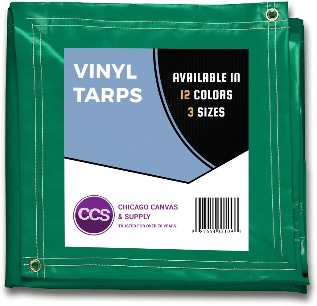 White 10 by 12 Feet Waterproof Vinyl Tarp with Rustproof Grommets E5950