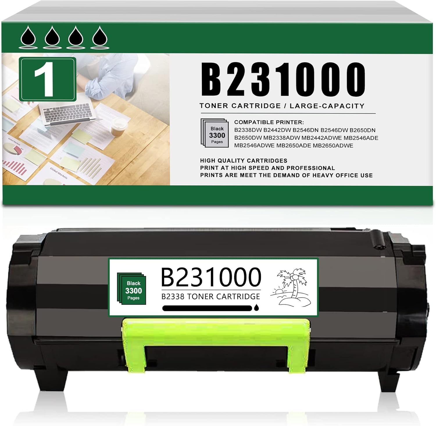Black Remanufactured Toner Cartridge for Lexmark Printer Y382794
