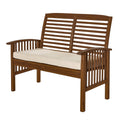 Dark Brown Acacia Wood Patio Loveseat Bench F84786