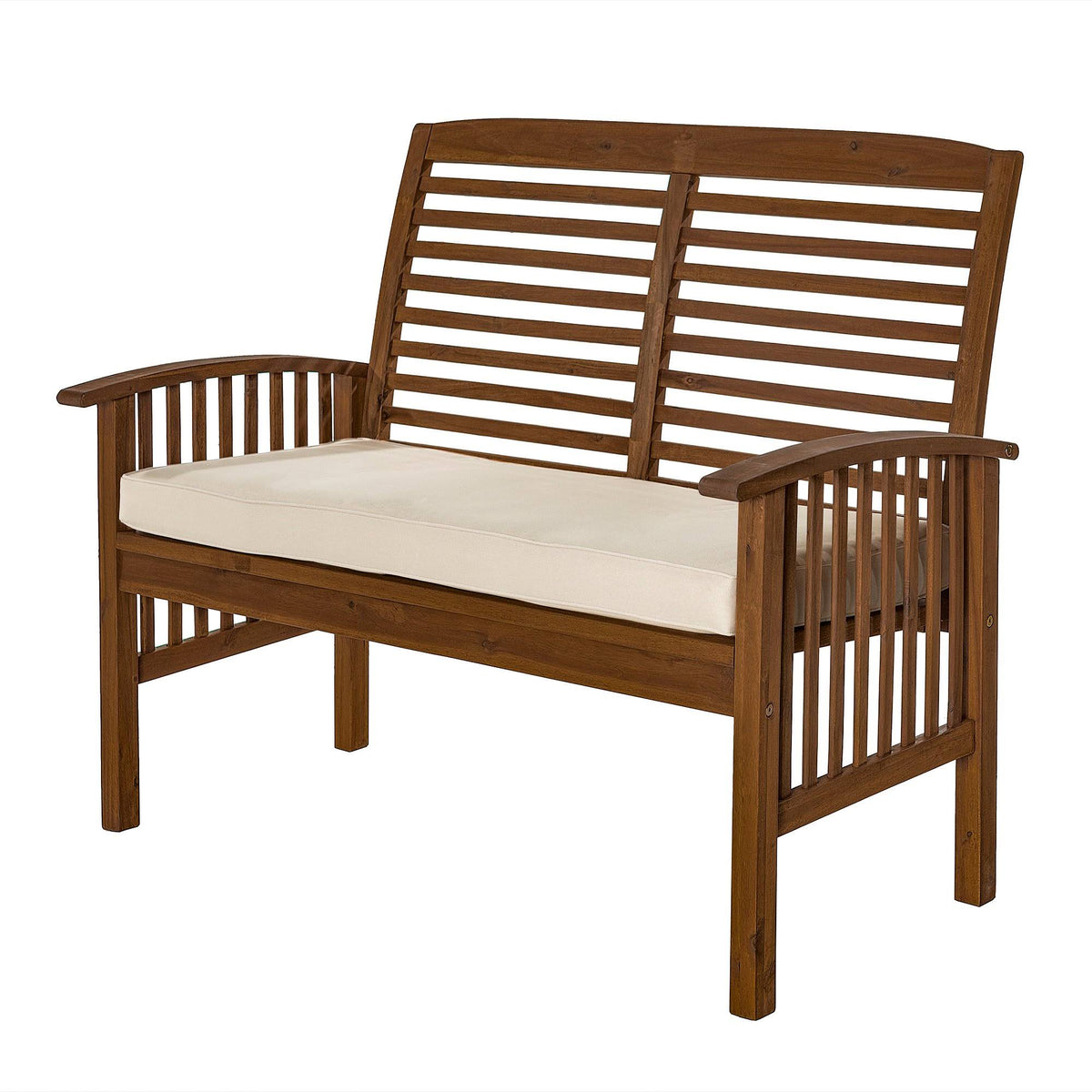 Dark Brown Acacia Wood Patio Loveseat Bench F84786