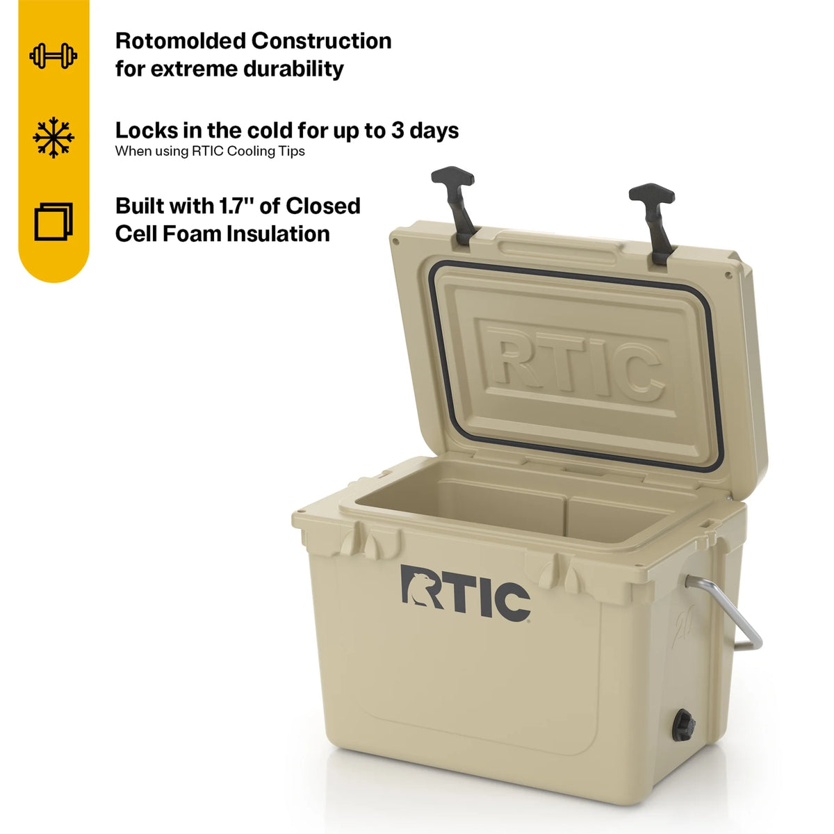 20 QT Hard-Sided Ice Chest Cooler, Tan K5936