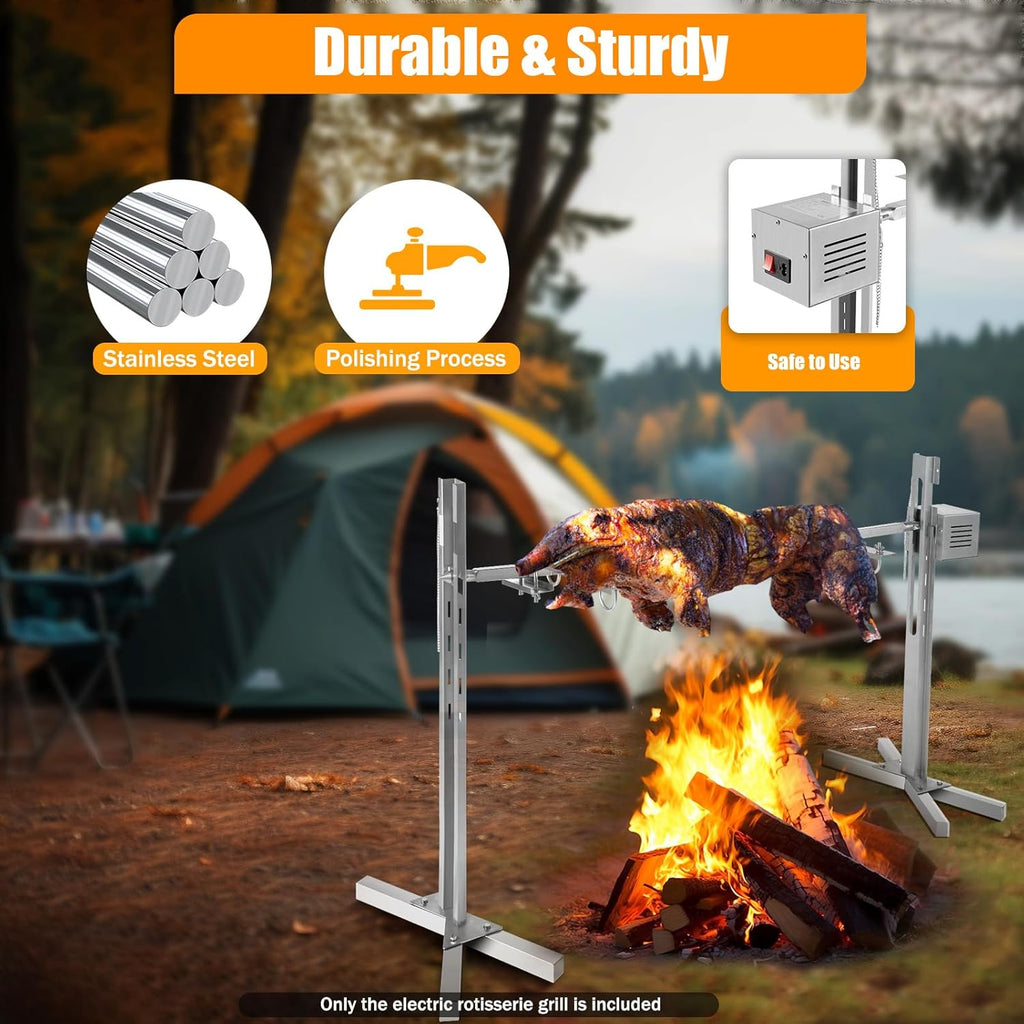 53" Electric Rotisserie Grill with Adjustable Height Stainless Steel U965
