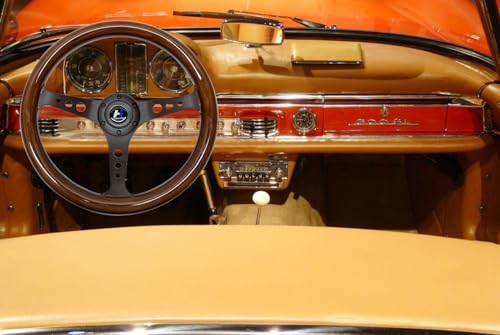 14" Wood Grain Steering Wheel with Horn Button 6 bolts V358751