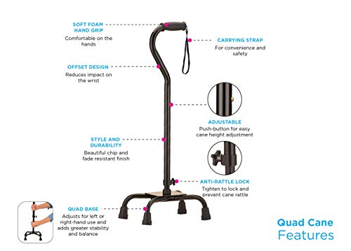 Large Base Offset Silver Quad Cane X10534