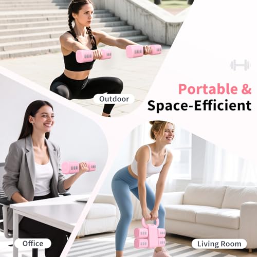 2-in-1 Adjustable Dumbbells Set, 4 Levels Weight, Each 2.2/3.3/4.4/5.5lb Hand Weights with Kettlebell Form X6452