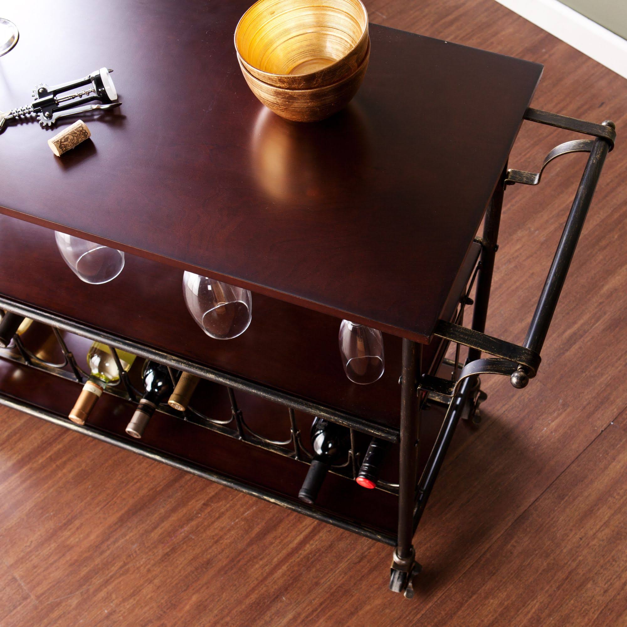 Black and Coffee Brown Rectangular Bar Cart K87257