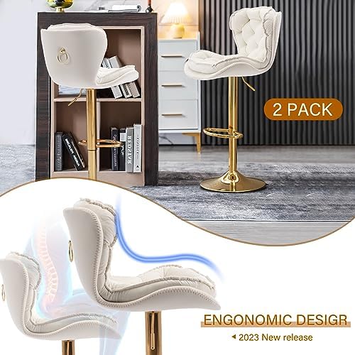 Swivel Barstools Set of 4 Velvet Upholstered Adjustable Stool Chair C80032