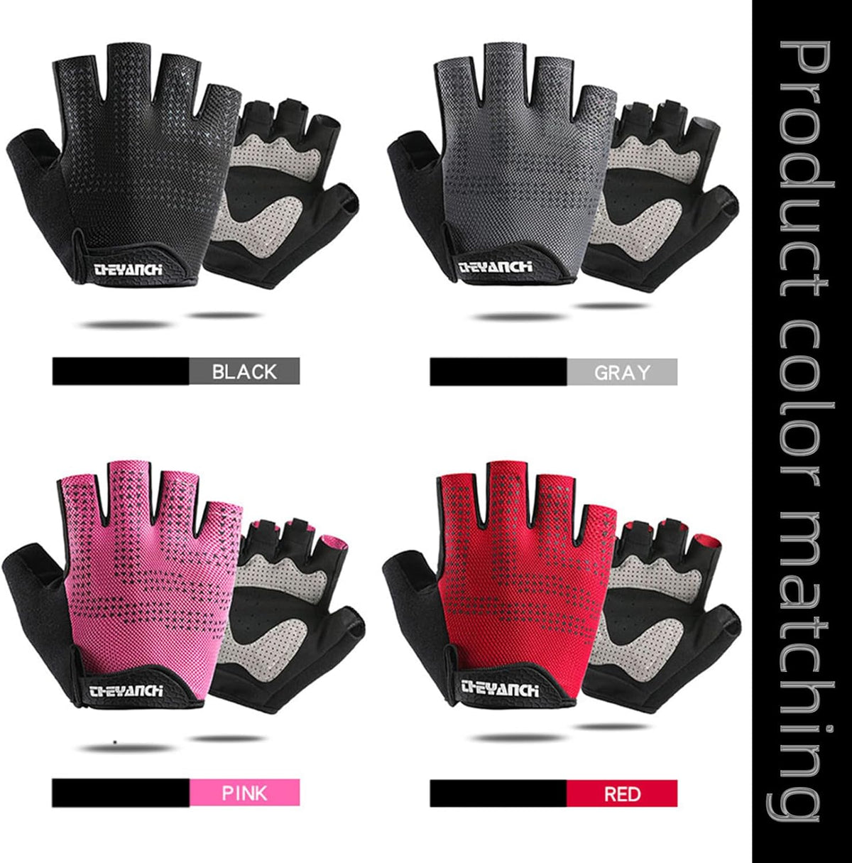 Gray Half Finger Workout Gloves (XL) R458472