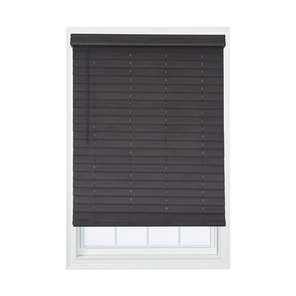 2.5-in Slat Width 42.75-in x 72-in Cordless Walnut Faux Wood Room Darkening Horizontal Blinds in Brown X343