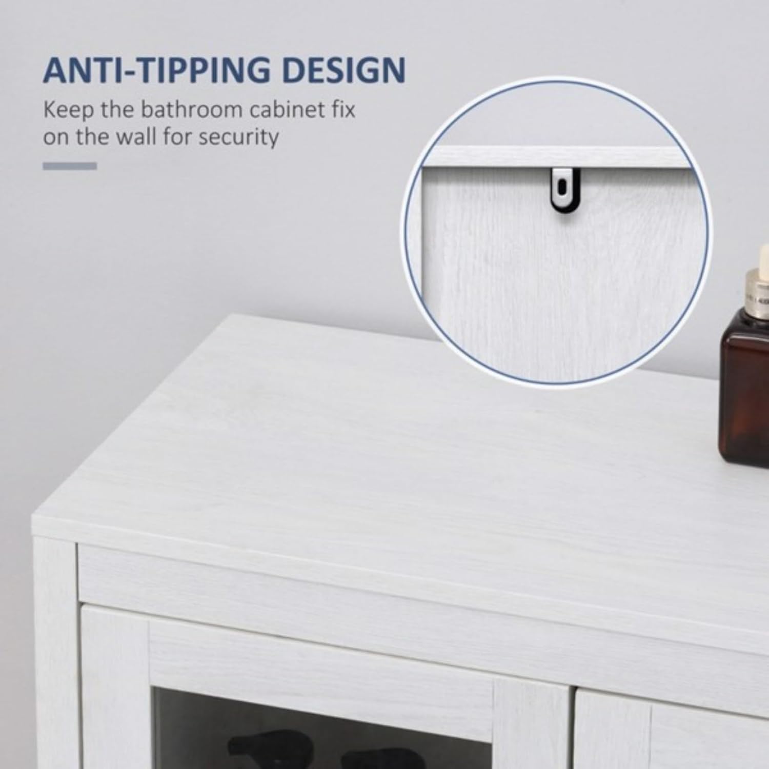 White Floor Bathroom Cabinet with Doors U53003