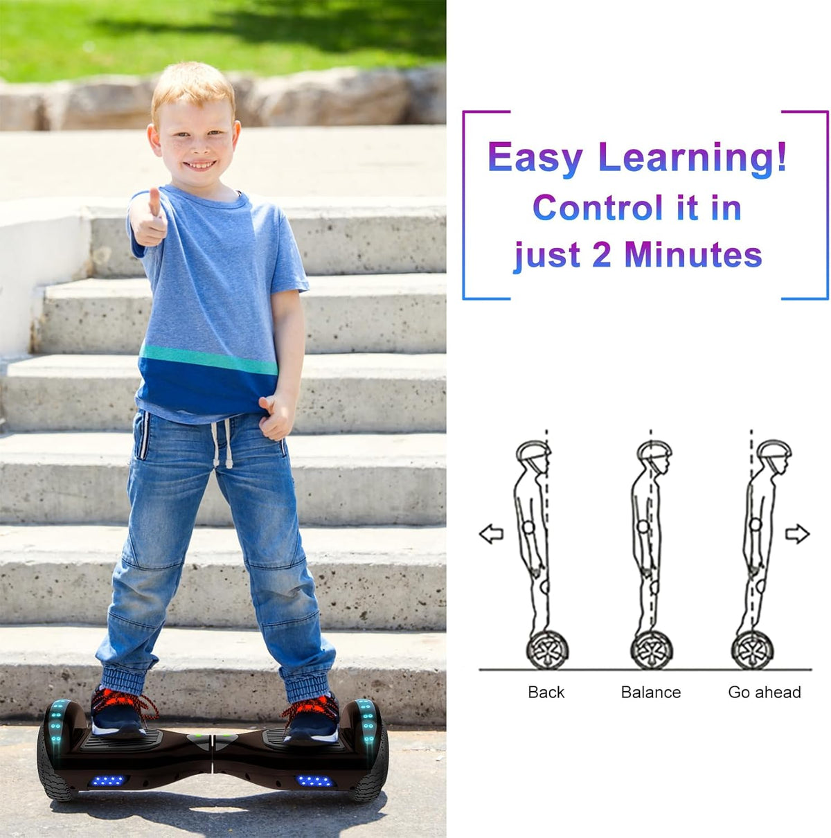 6.5" Two-Wheel Self-Balancing Hoverboard with Bluetooth Speakers and LED Lights D912087