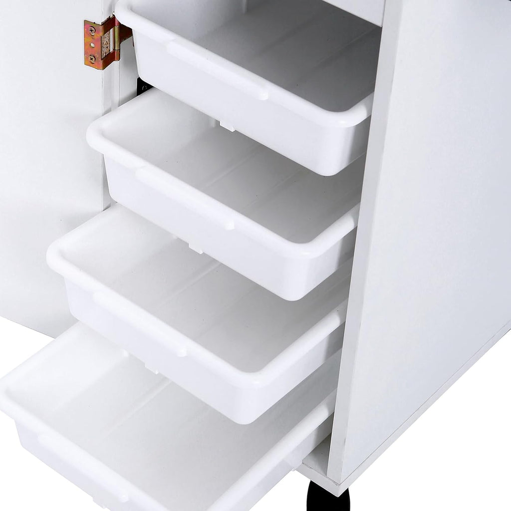 Rolling Hair Salon Storage Cart with Wheels & 3 Hair Dryer Holders & Drawers & Lock L5441