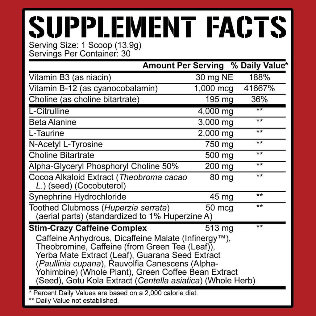 30 Srvgs High Stim Pre-Workout Powder (Blue Ice) B425