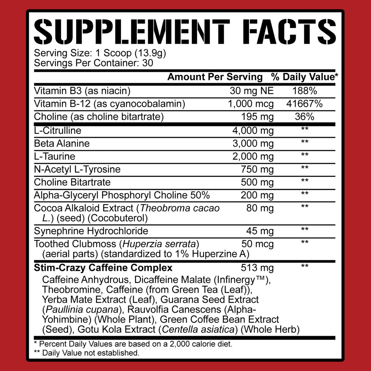 30 Srvgs High Stim Pre-Workout Powder (Blue Ice) B425