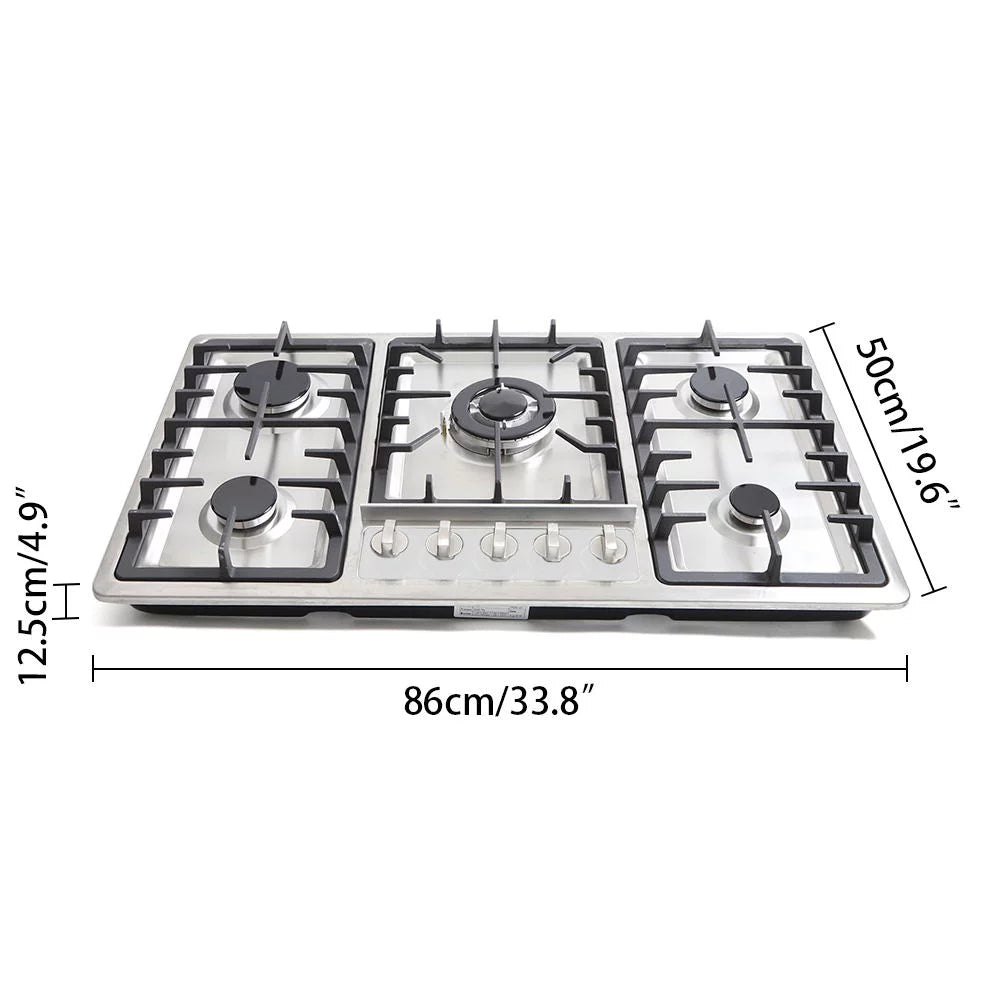 Stainless Steel 5 Burner Gas Cooktop D5744