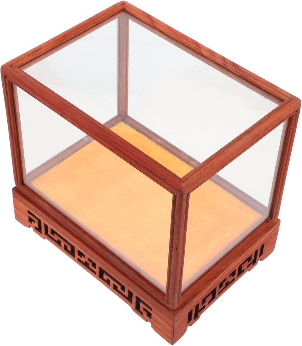 Transparent Display Box Glass Dome Cloche with Wooden Base C77268