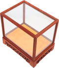 Transparent Display Box Glass Dome Cloche with Wooden Base C77268