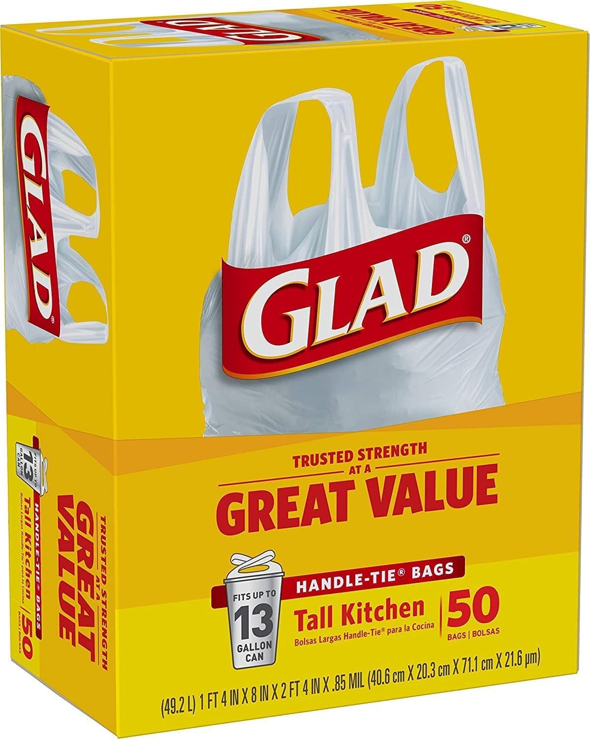 Tall Kitchen Trash Bags 13 Gallon White 50 Count Pack of 2 K516500