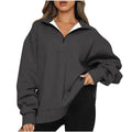 Oversized Half Lapel Zip Sweatshirts Solid Long Sleeve Pullover Tops D741358