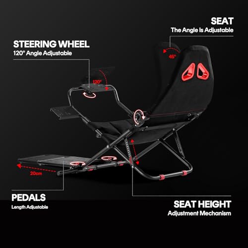 Foldable Racing Simulator Cockpit (Black) E838