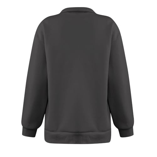 Oversized Half Lapel Zip Sweatshirts Solid Long Sleeve Pullover Tops D741358