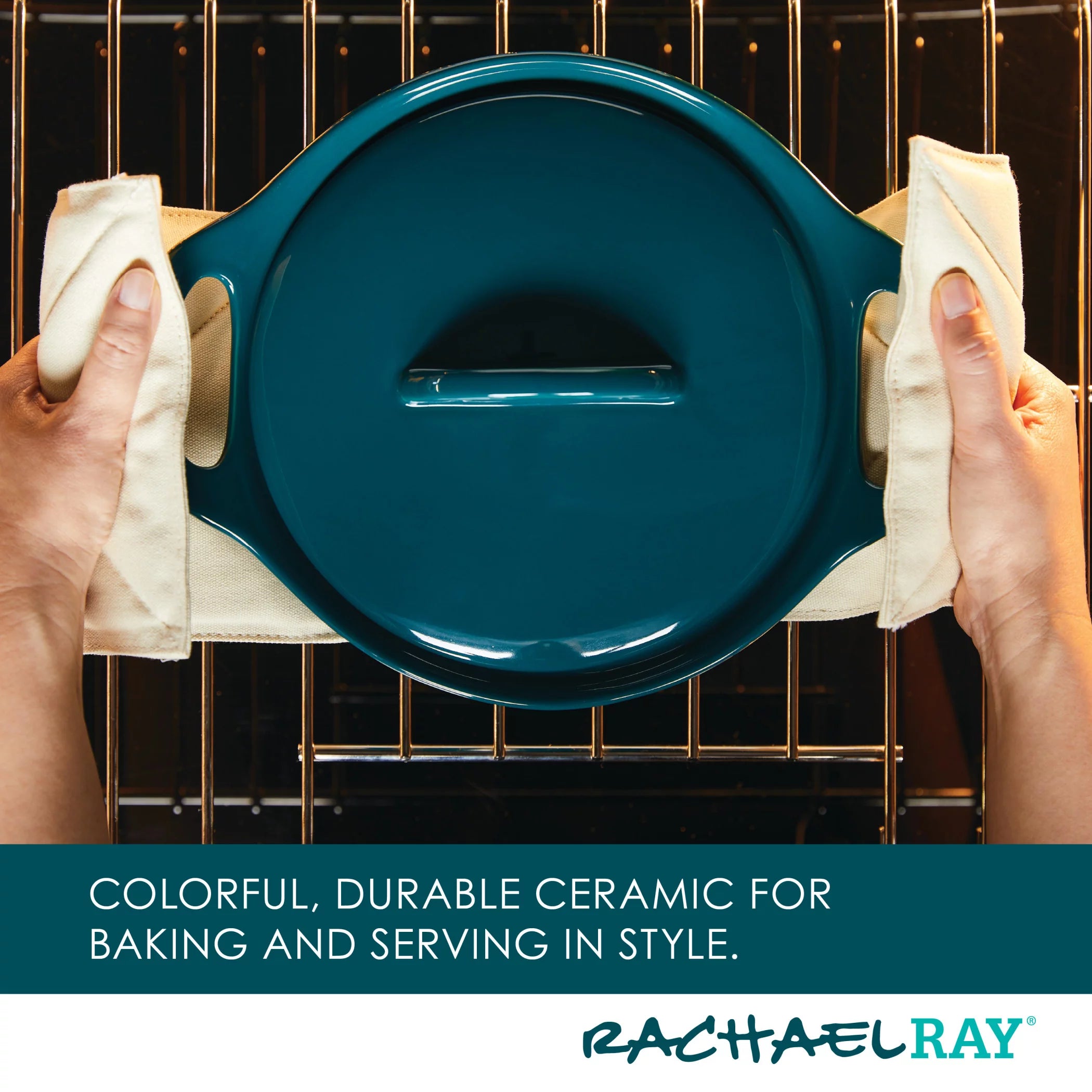 3-Piece Ceramic Casserole Bakers with Lid Set, Teal M5778