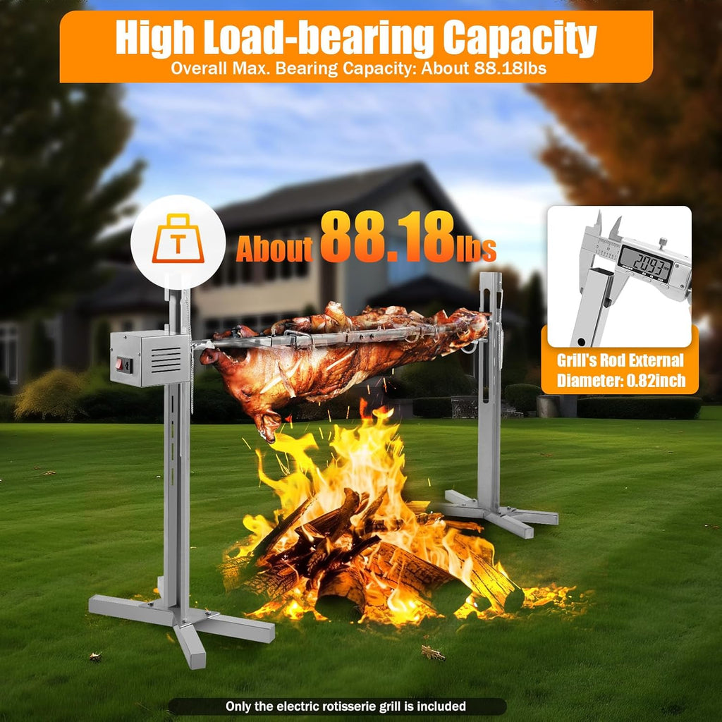 53" Electric Rotisserie Grill with Adjustable Height Stainless Steel U965