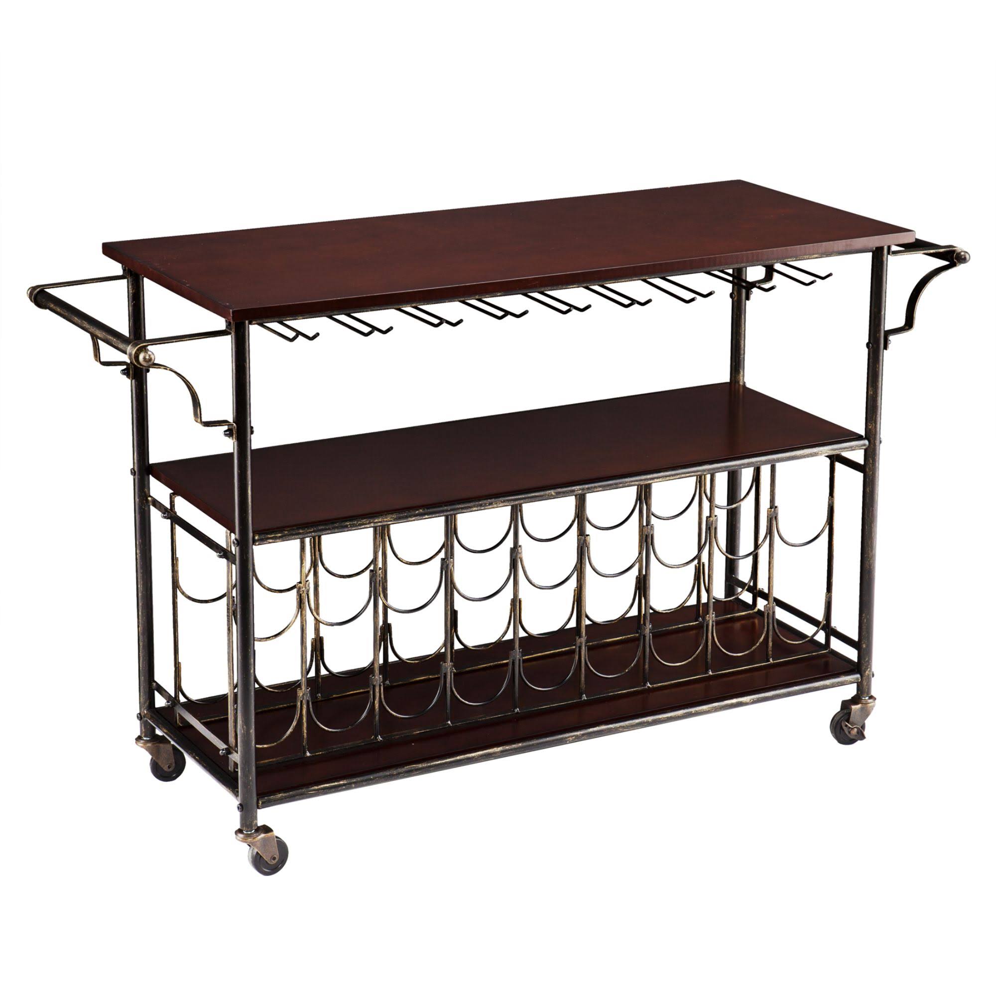 Black and Coffee Brown Rectangular Bar Cart K87257