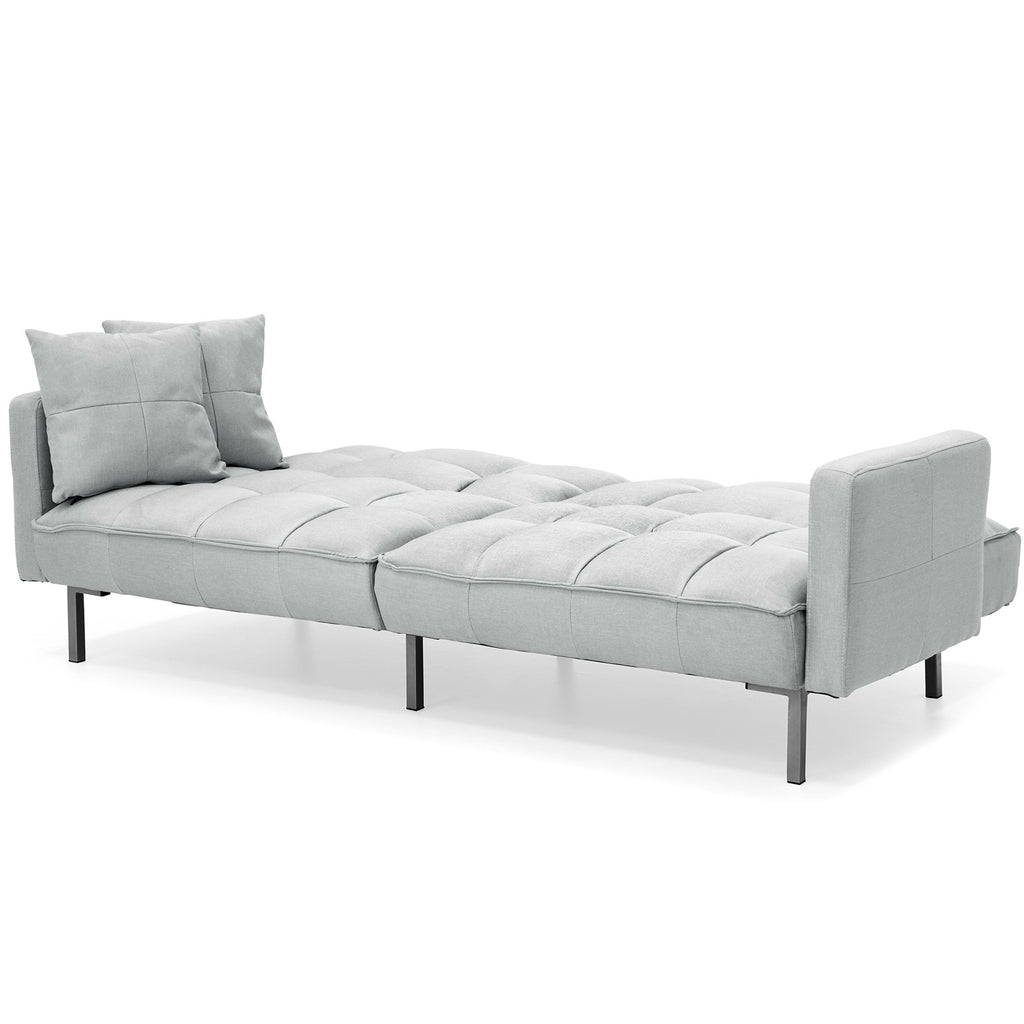 Gray Linen Convertible Futon with 2 Pillows X1724