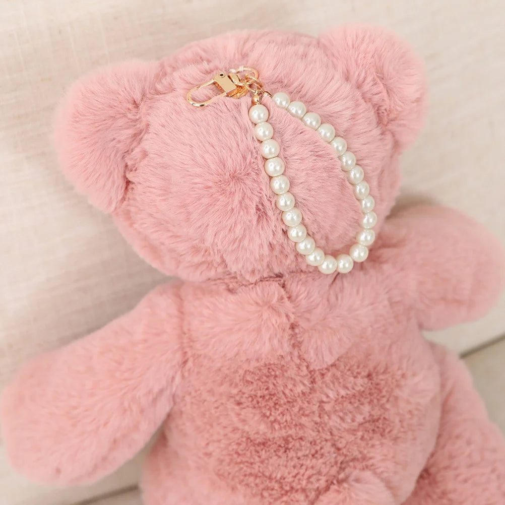 Teddy Bear Plush Toy with Pearl Chain Clasp V258794