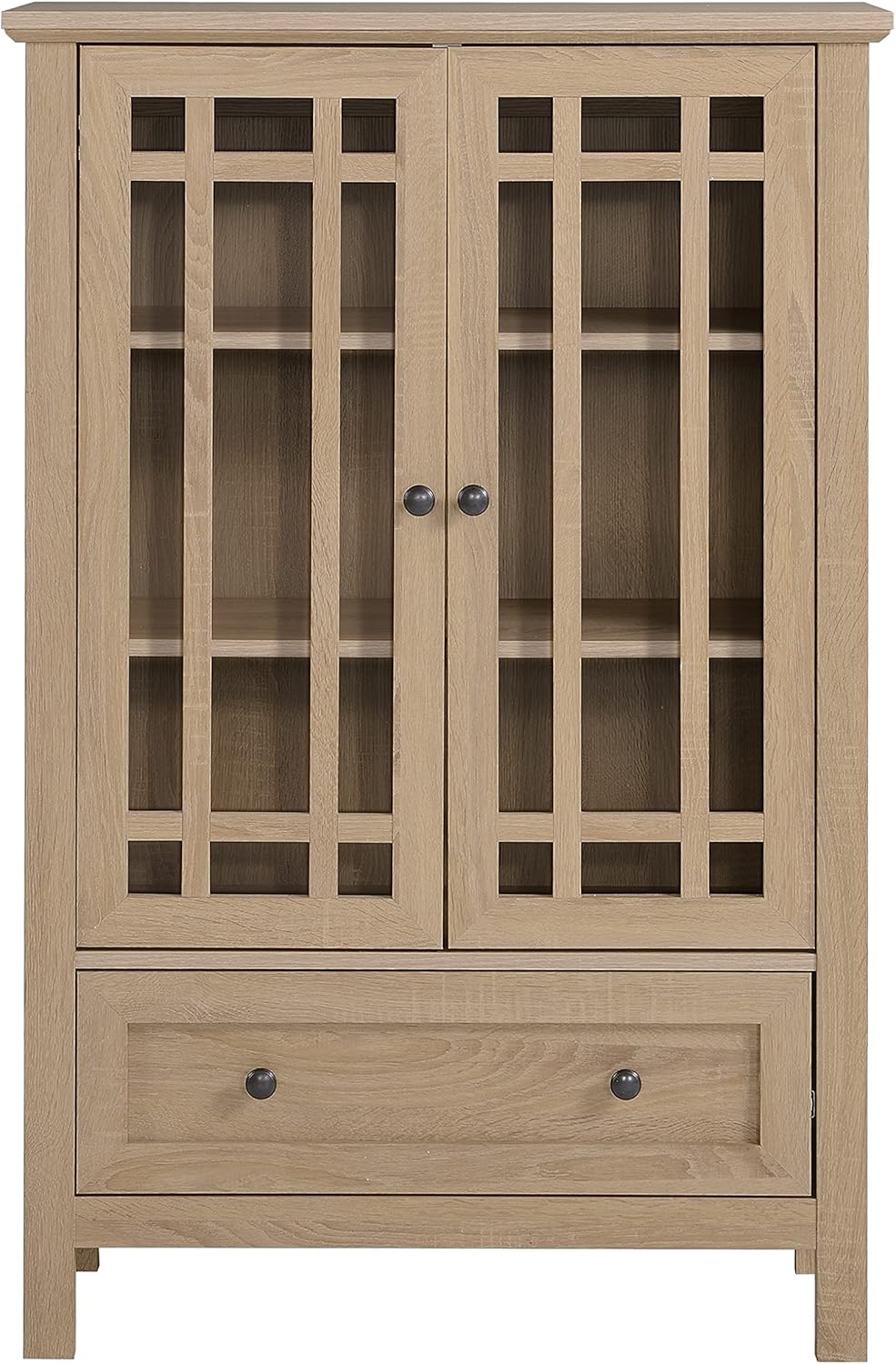 Accent Cabinet, Glass Cabinet, 2 Door and 1 Drawer Storage Cabinet Y774