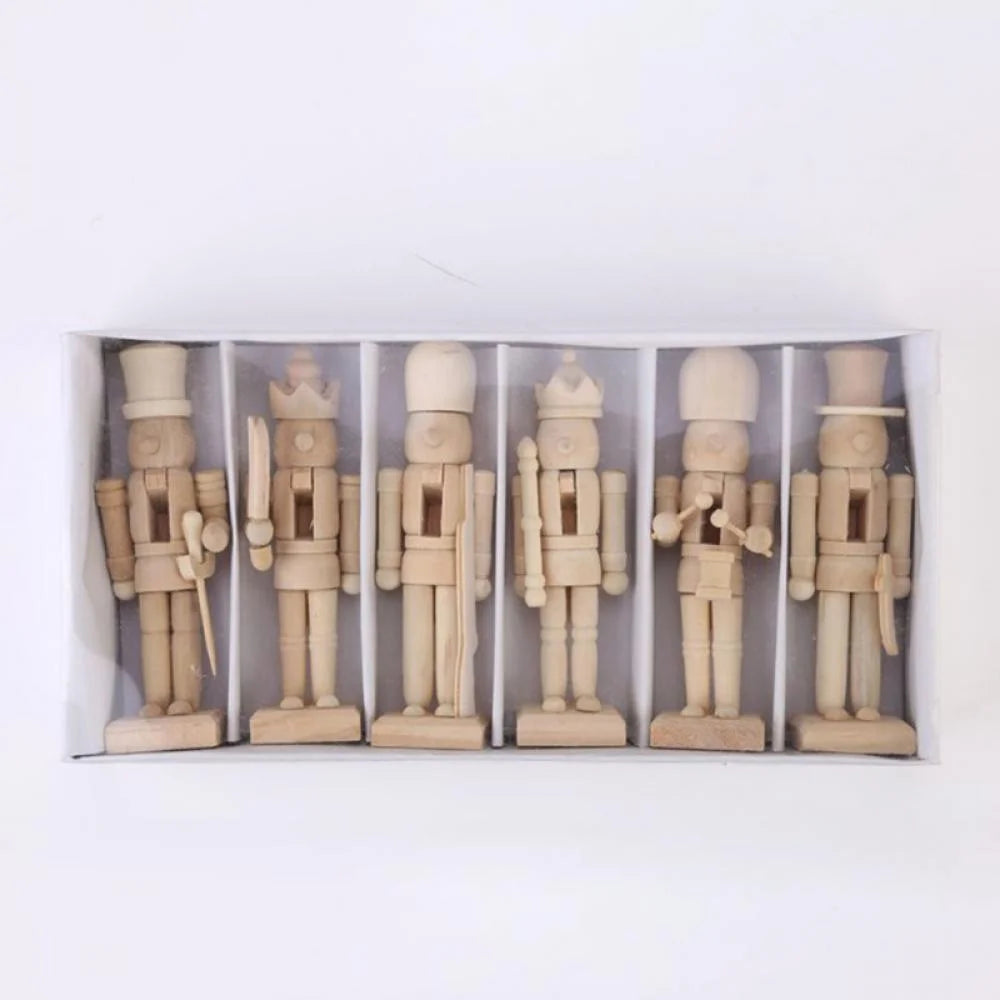 Unfinished Wood Nutcracker Ornaments 6 Pcs W618418