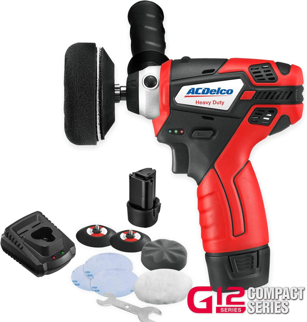 12V Cordless 3" Mini Polisher Tool Set with 2 Li-ion Batteries, Charger, and Accessory Kit G552
